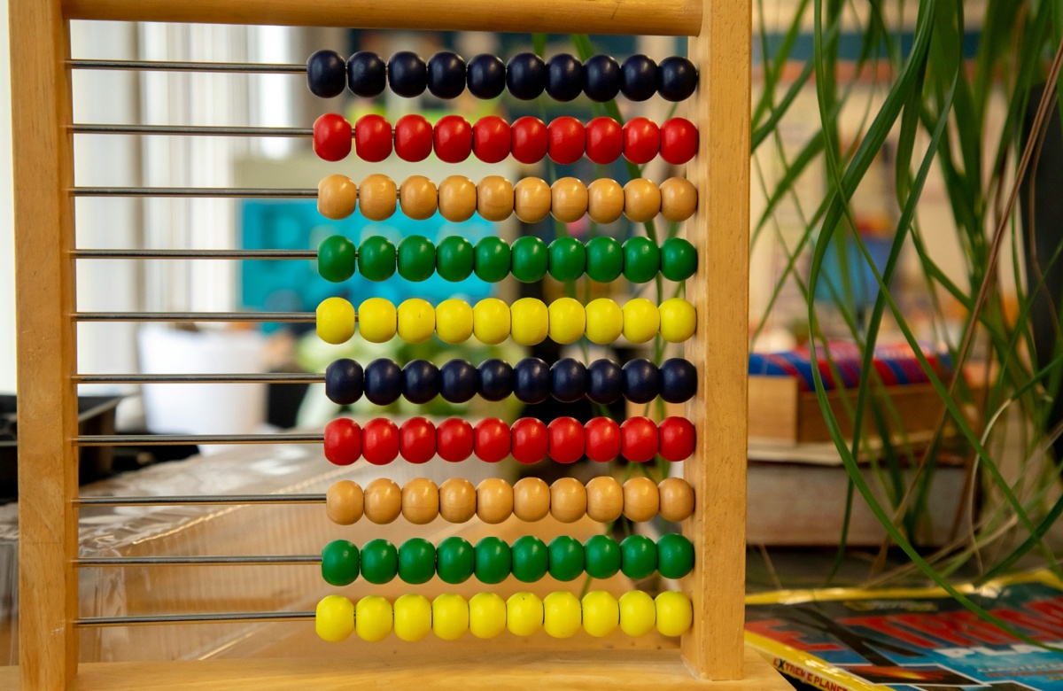 An abacus on a desk