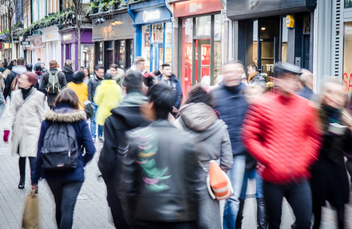 A busy UK high street