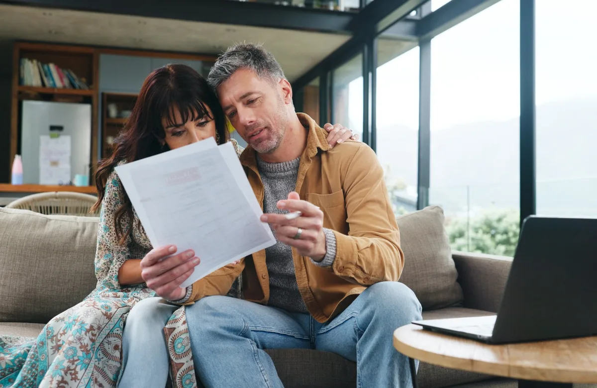 A couple reviewing paperwork